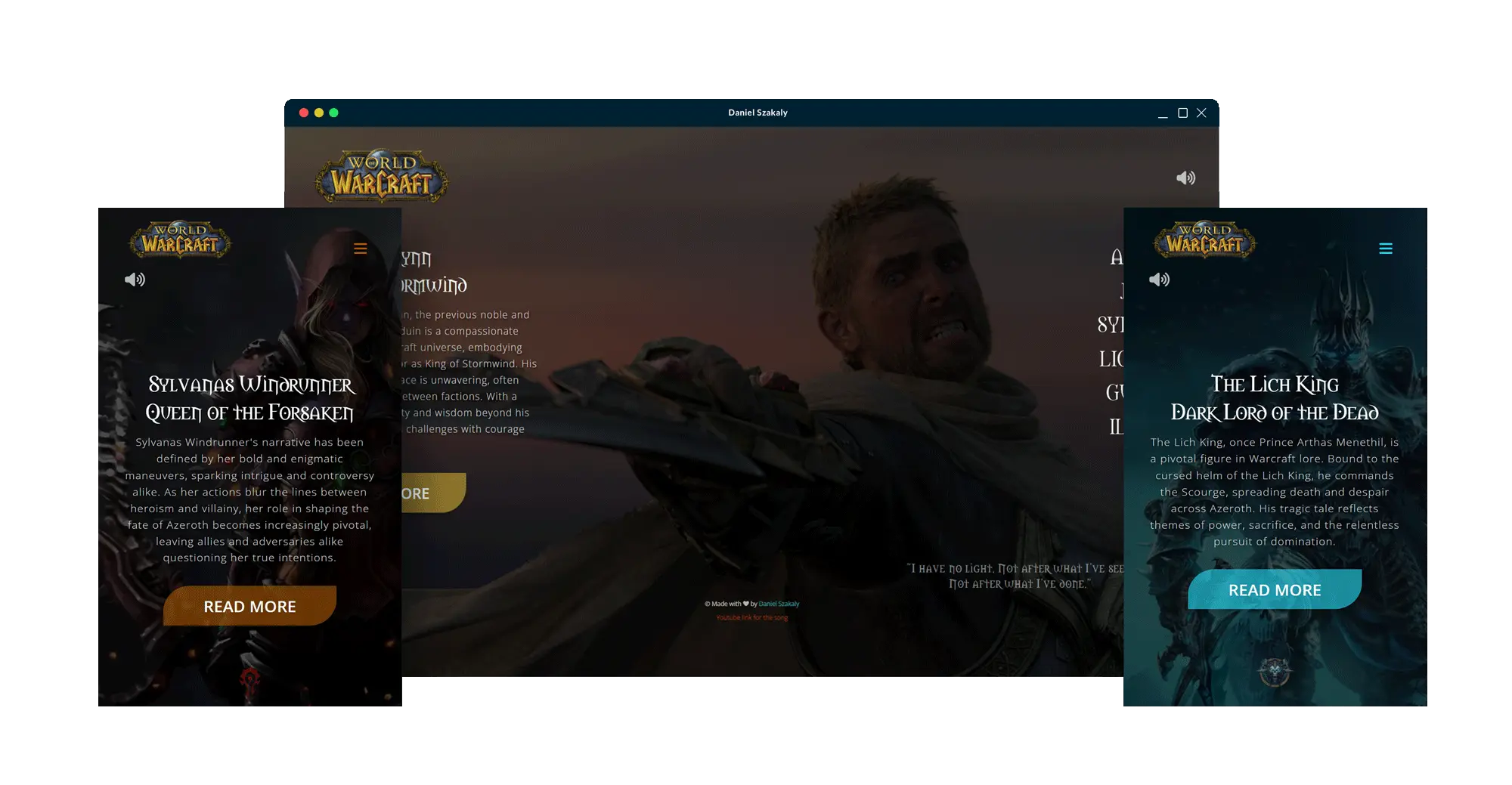 World of Warcraft Fan Made Website Mockup Image